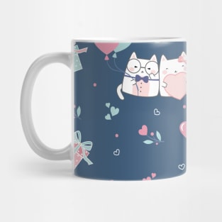 Cute Kawaii Cats with Hearts Mug